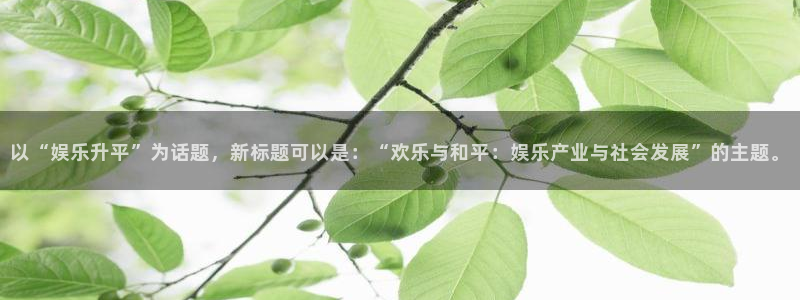先锋娱乐2登录地址：以“娱乐升平”为话题，新标题可以是：“欢乐与和平：娱乐产业与